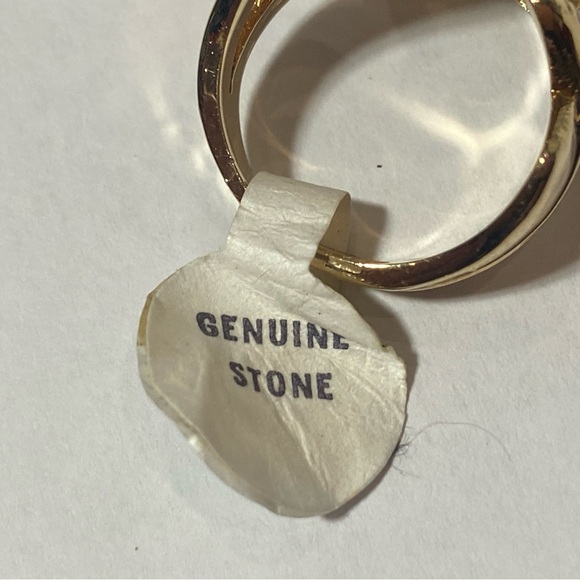 Gorgeous Vintage 18K Gold Electroplated Fashion Ring /w Genuine Stone Size 6 - Picture 5 of 9
